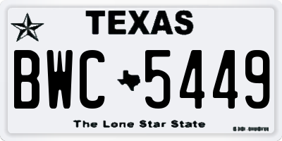 TX license plate BWC5449