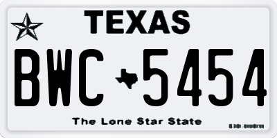 TX license plate BWC5454