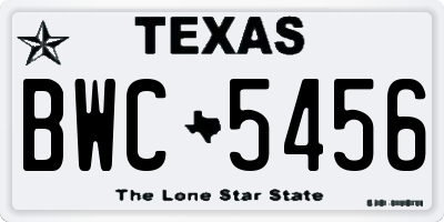 TX license plate BWC5456