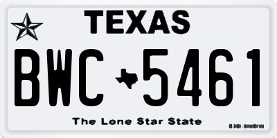 TX license plate BWC5461