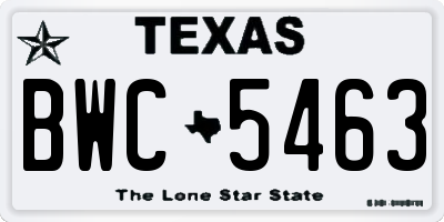 TX license plate BWC5463