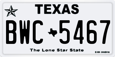 TX license plate BWC5467