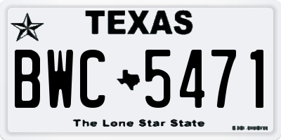TX license plate BWC5471