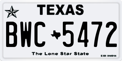 TX license plate BWC5472