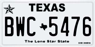 TX license plate BWC5476