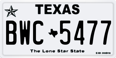 TX license plate BWC5477