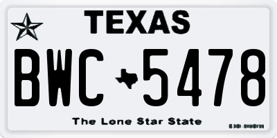 TX license plate BWC5478