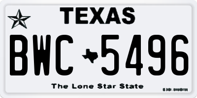 TX license plate BWC5496