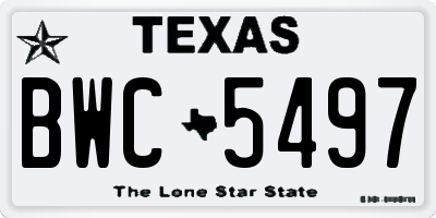 TX license plate BWC5497