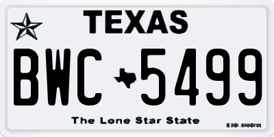 TX license plate BWC5499