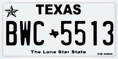 TX license plate BWC5513