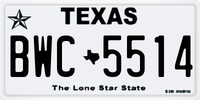 TX license plate BWC5514
