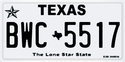 TX license plate BWC5517