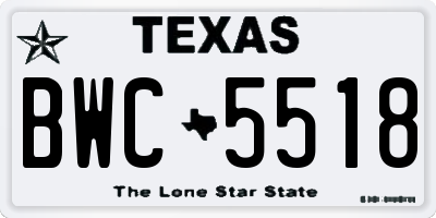 TX license plate BWC5518