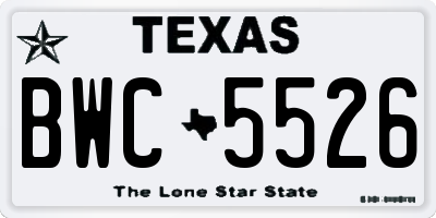 TX license plate BWC5526