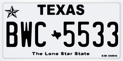TX license plate BWC5533
