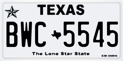 TX license plate BWC5545
