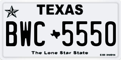 TX license plate BWC5550