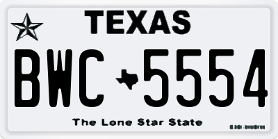 TX license plate BWC5554