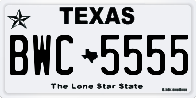 TX license plate BWC5555