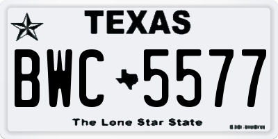TX license plate BWC5577