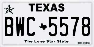 TX license plate BWC5578