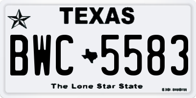 TX license plate BWC5583