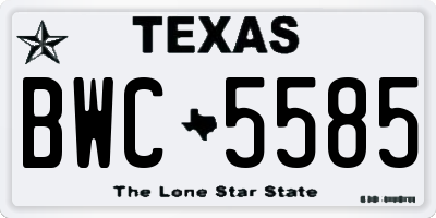 TX license plate BWC5585