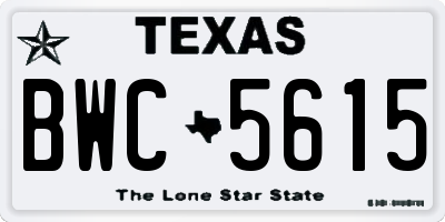 TX license plate BWC5615