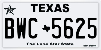 TX license plate BWC5625