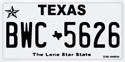 TX license plate BWC5626