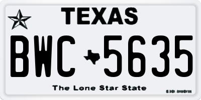TX license plate BWC5635