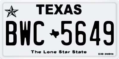 TX license plate BWC5649
