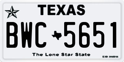 TX license plate BWC5651