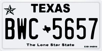 TX license plate BWC5657