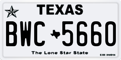 TX license plate BWC5660