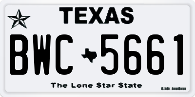 TX license plate BWC5661