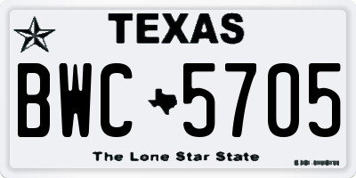 TX license plate BWC5705