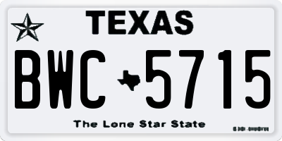 TX license plate BWC5715