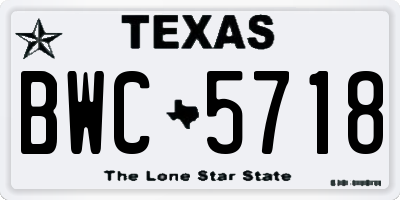 TX license plate BWC5718