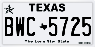 TX license plate BWC5725