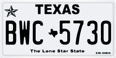 TX license plate BWC5730