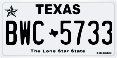 TX license plate BWC5733