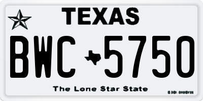 TX license plate BWC5750