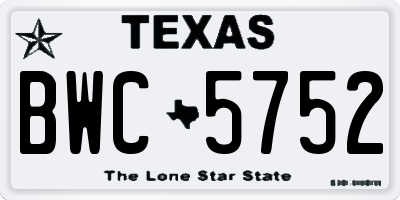 TX license plate BWC5752