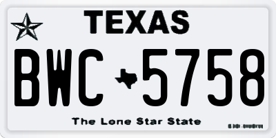 TX license plate BWC5758