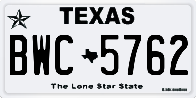 TX license plate BWC5762