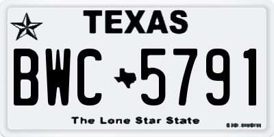 TX license plate BWC5791