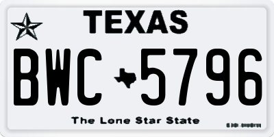 TX license plate BWC5796