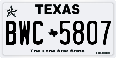 TX license plate BWC5807
